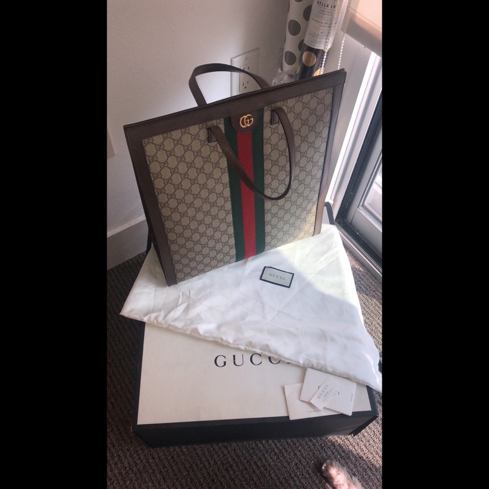 Gucci Large Monogram Structured Tote Handbag - image 1